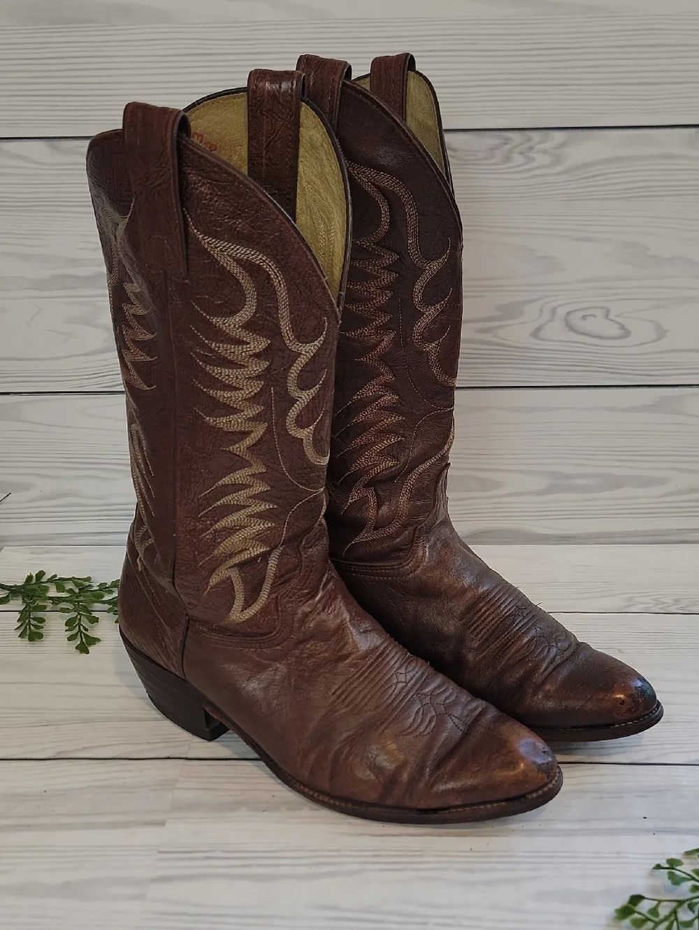 Abilene Men's Western Cowboy Boots Brown Full Grain Leather Size 9.5